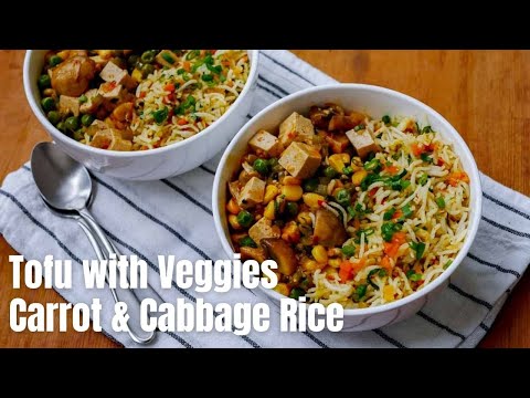 Carrot and Cabbage Rice with Tofu and Veggies Stir-Fry