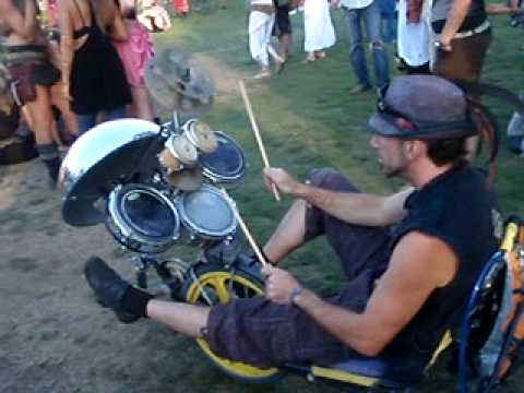cellojoe and jamie janover rocking out on bicycle drum sets