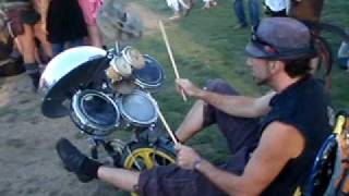 cellojoe and jamie janover rocking out on bicycle drum sets