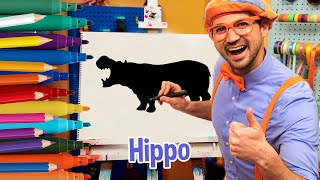 How To Draw A Hippo | Draw with Blippi! | Kids Art Videos | Drawing Tutorial