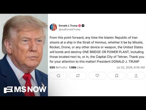 Trump: Any time Iran shoots ship in Strait of Hormuz, U.S. will destroy one bridge or power plant