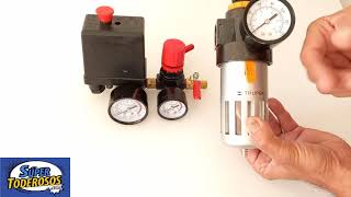 Filtro de agua FR para compresores. Filtro retenedor de agua, aceite y desechos.