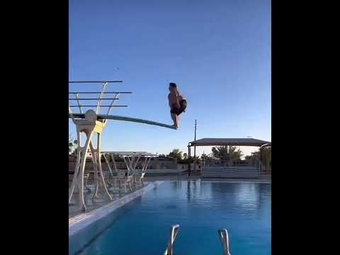 Fat Guy Does an Amazing Dive Flip!