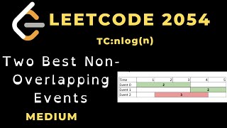 YouTube video 'Two Best Non-Overlapping Events | Leetcode 2054 | Video Solution | C++'
