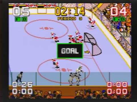 Mario Lemieux Ice Hockey Sega Genesis 2P Pens vs Caps
