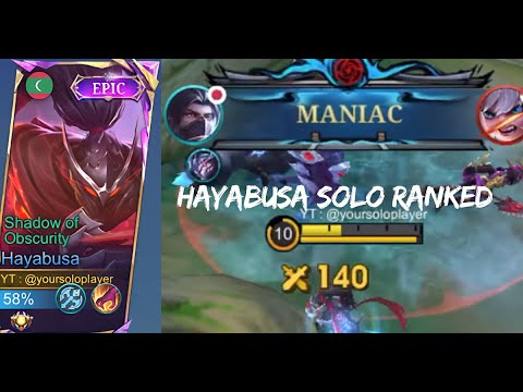 HAYABUSA SOLO RANKED  EASY MANIAC 18 KILLS-HAYABUSA -MOBILE LEGENDS #hayabusa