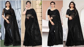 latest  black net saree designs ideas /beautiful b