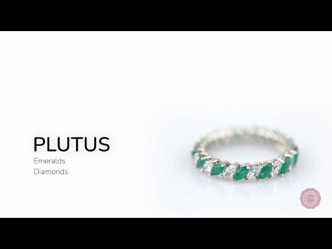 Unique Marquise Emerald & Diamond eternity ring - Plutus