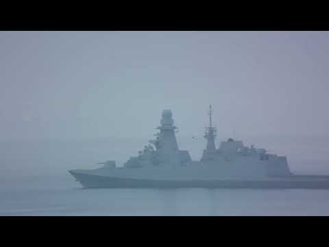 Luigi Rizzo, F 595, Italian frigate passes Helsingborg on a southerly course.