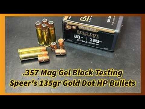 .357mag Gel Block Testing the Speer 135gr Gold Dot HP Bullets