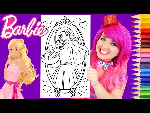 Coloring Barbie & Kitty Cat Valentine's Day Coloring Page Prismacolor Pencils | KiMMi THE CLOWN Video