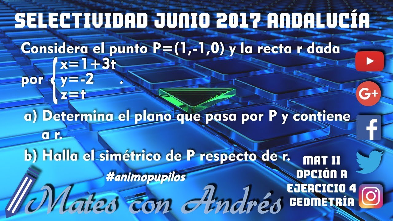 Selectividad Pau Andalucía Junio 2017 Matemáticas II – Geometría en el espacio