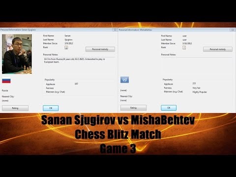 Sanan Sjugirov vs Alexander Morozevich Chess Blitz On Playchess.com  3