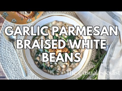 Garlic Parmesan Braised White Beans and Greens - Delicious, Healthy and Ready in 20 Minutes!