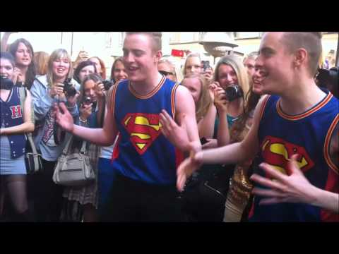 Jedward singing with fans outside their hotel | Stockholm 2012