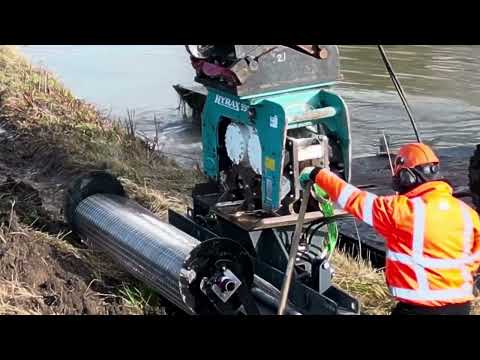 Simonshaven, plaatsen van het bevergaas in de Bernisse.