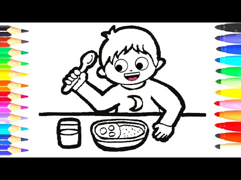 Comment Dessiner un Petit Déjeuner pour Enfant | Dessin Facile | Dessin Coloriage #177