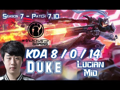 IG Duke LUCIAN vs ZED Mid - Patch 7.10 KR Ranked