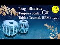 Scale C# | Practice Raag Bhairav with Tanpura Tabla and Swarmandal | Taal : Teental | BPM 120