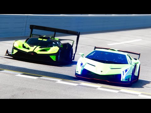 Bugatti Bolide GTR Concept vs Lamborghini Veneno at Dayotona Speedway