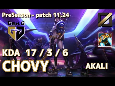 【KRサーバー/GM】Gen.G Chovy アカリ(Akali) VS BRO Lava ヨネ(Yone) MID - Patch11.24 KR Ranked【LoL】