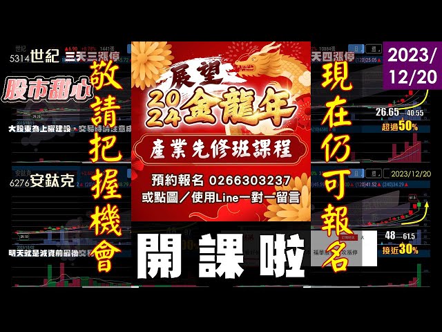 12/20【甜心盤後影音】金龍年產業先修課程開課囉！「安太歲」．「寰寰」．世紀．福華