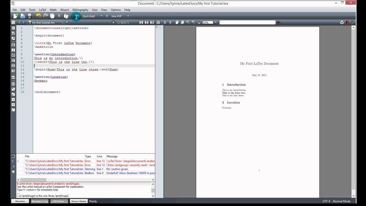 LaTex Tutorial 1. Creating a Basic LaTex Document