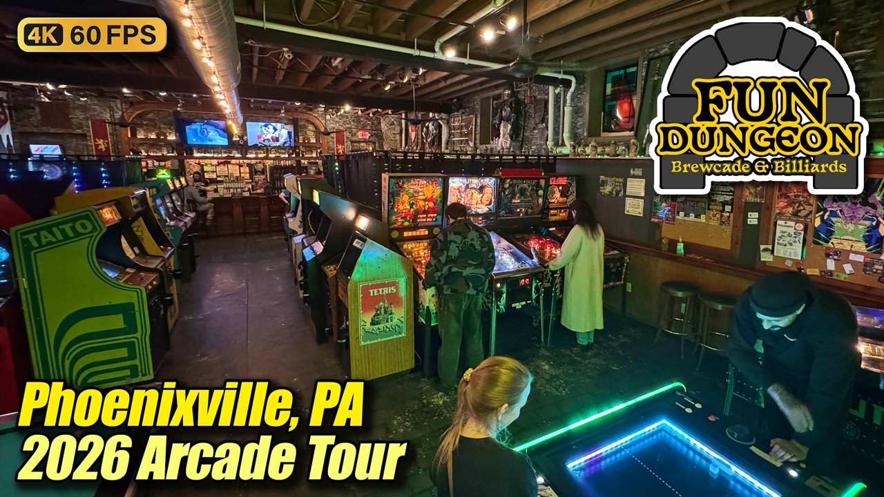 Fun Dungeon Brewcade & Billiards (Phoenixville PA), March 2026 arcade tour, new 4K full walkthrough