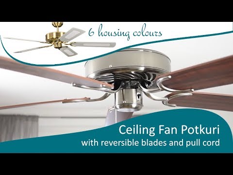 Pepeo Deckenventilator Potkuri - gealtertes Silber | Wendeflügel Weiß/Weiß-Rattan