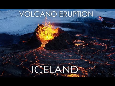 VOLCANO ERUPTION IN ICELAND - LAND OF FIRE AND ICE - 4K
