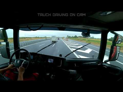 Cabin View Truck Driving Scania P410 Car Carrier - Fredericia/Ringsted - 01/07-2022