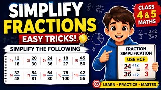 Simplifying Fractions | How to Simplify Fractions Easily | Simplest Form | Class 4 & 5 Maths