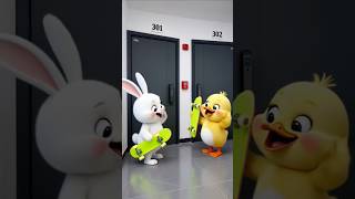  Duckling and Rabbit Have Fun Training, Buy Carrots & Head Home Snacking. #duck