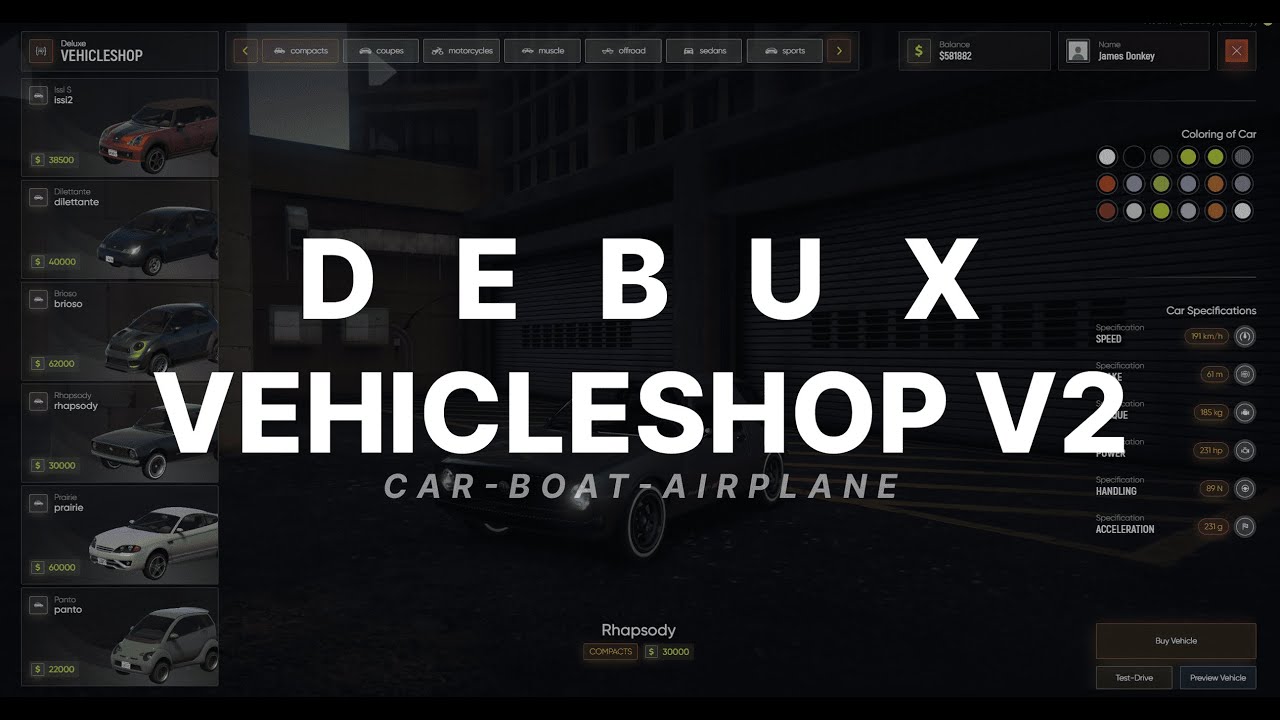 [QB/ESX/QBOX] Vehicleshop V2 (Car - Boat - Aiprlane) thumbnail 4
