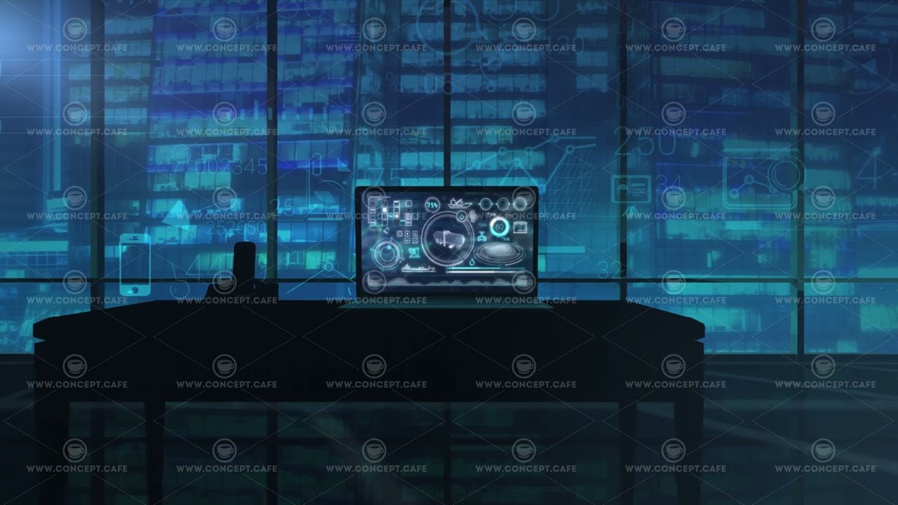 Opening laptop with oil industry infographics on screen. 3D render