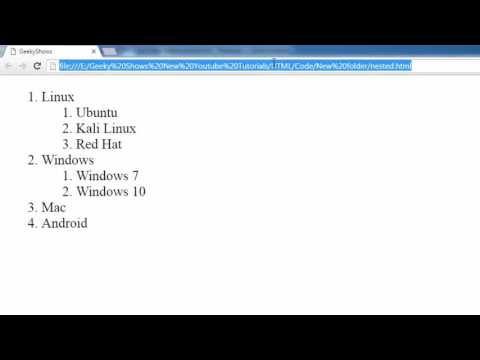 39 Ordered Nested List in HTML Hindi