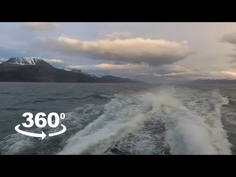 Vídeo de cruzeiro 360 do Canal de Beagle para Isla Martillo em Ushuaia, Tierra del Fuego, Argentina.