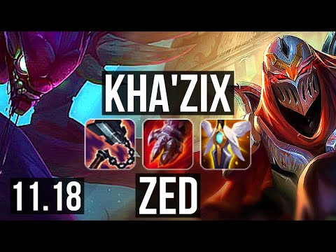 KHA'ZIX vs ZED (JUNGLE) | 14/1/12, Rank 6 Kha, Legendary | EUW Challenger | v11.18