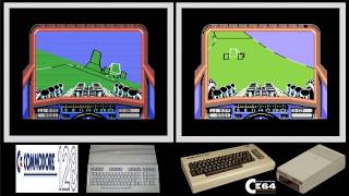 C128 vs C64 : STUNT CAR RACER (Side by side comparison)