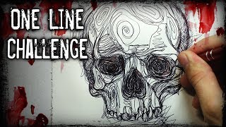 ONE LINE Drawing CHALLENGE! + Horror STORY (Creepypasta)