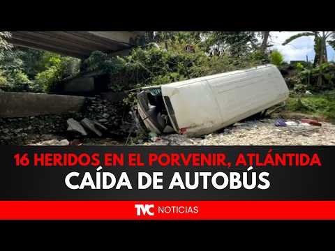 16 heridos al caer autobús interurbano desde puente en El Porvenir, Atlántida