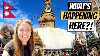 CRAZY Monkey Business in Kathmandu, Nepal - Exploring Swayambhunath (Monkey Temple) 🇳🇵