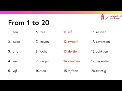 How to count to 20 in Dutch