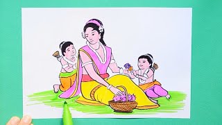 How to draw Sita Mata with Luv and Kush