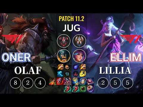 T1 Oner Olaf vs T1 Ellim Lillia Jungle - KR Patch 11.2