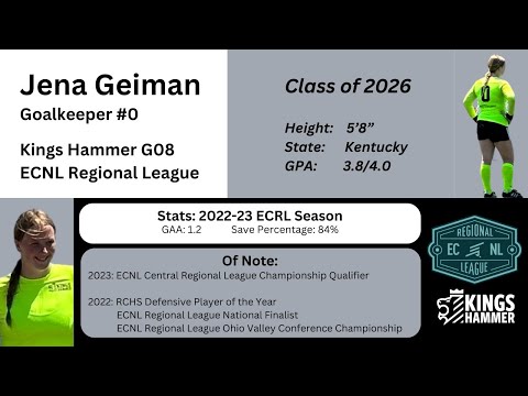 League Highlights 2022-23 | Jena Geiman | Goalkeeper | Kings Hammer | ECNL Regional League |