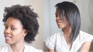 HOW TO: Straighten 4C Natural Hair Tutorial (No Blow Dryer Needed)