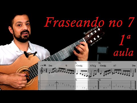 BAIXARIA VIOLÃO 7 cordas. |Dm|Gm|A7|Dm|Frases de Samba e Choro. Iniciando no 7 cordas.AULA DE VIOLÃO