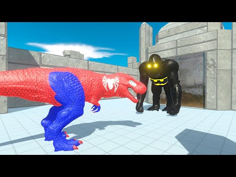 SPIDER-MAN T-REX vs GIANT BATMAN GORO DEATH RUN - Animal Revolt Battle Simulator