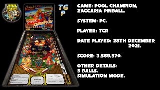 Pool Champion - Zaccaria Pinball - Simulation mode, 5 balls - 3,569,570 poitns.